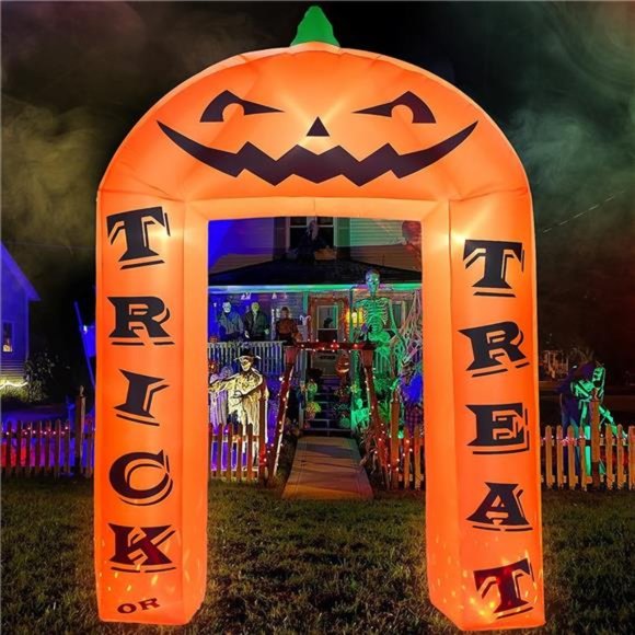 8 FT Halloween Inflatable Pumpkin Archway Decor Pumpkin Inflatable with Lights